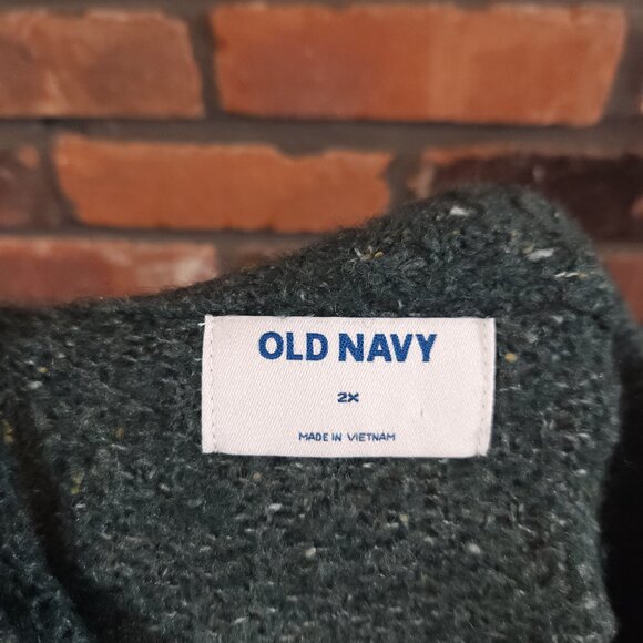 Old Navy Cropped Cableknit Cardigan Sweater in Green Christmas Preppy Women's 2X - Picture 7 of 7